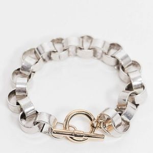 Bracelet in Belcher Silver Chain with Gold Bar